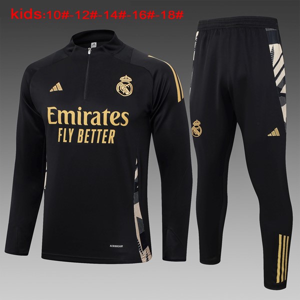 Niños Sudadera De Training Real Madrid 2024/25 Negro Amarillo 3